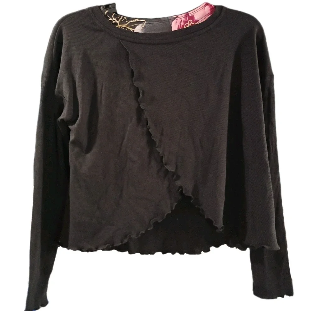 Justice Girls Long Sleeve Graphic Shirt With Sports Bra Underneath Large (12-14)